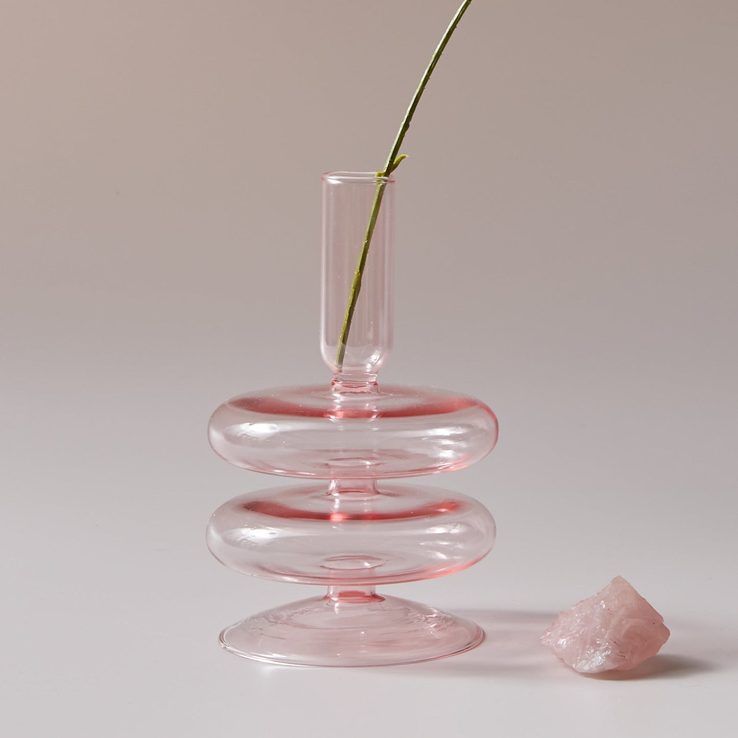 Modern Glass Candleholder-Baby Pink