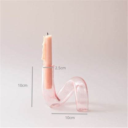 Modern Glass Candleholder-Baby Pink