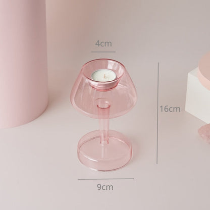 Modern Glass Candleholder-Baby Pink