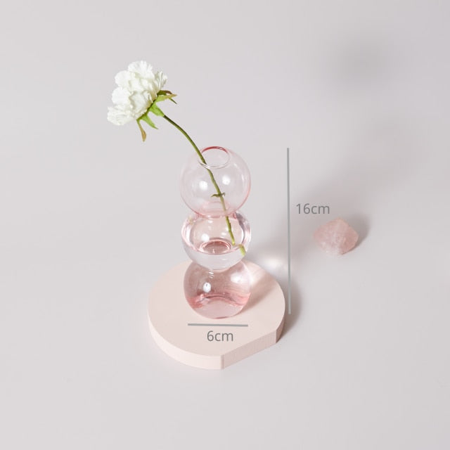 Modern Glass Candleholder-Baby Pink