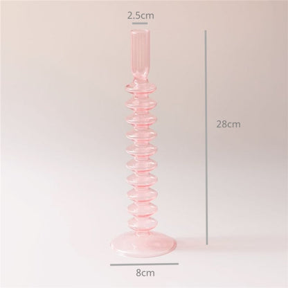 Modern Glass Candleholder-Baby Pink