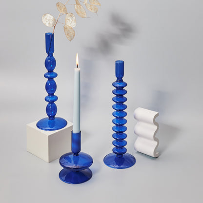 Modern Glass Candleholder-Blue