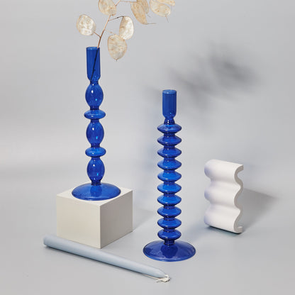 Modern Glass Candleholder-Blue