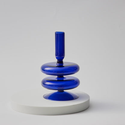 Modern Glass Candleholder-Blue