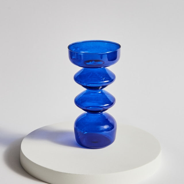 Modern Glass Candleholder-Blue