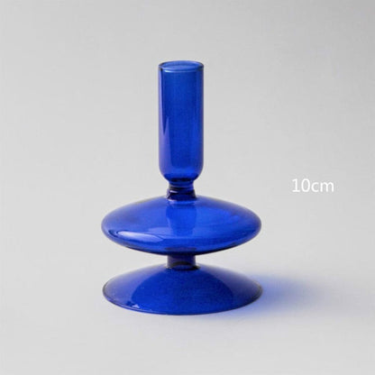 Modern Glass Candleholder-Blue