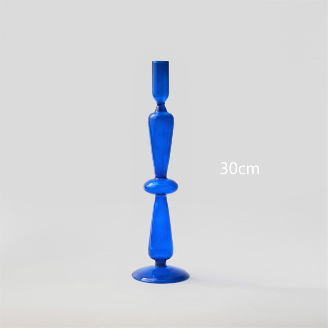 Modern Glass Candleholder-Blue