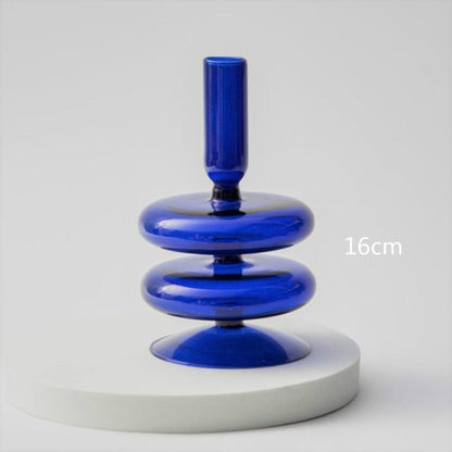 Modern Glass Candleholder-Blue