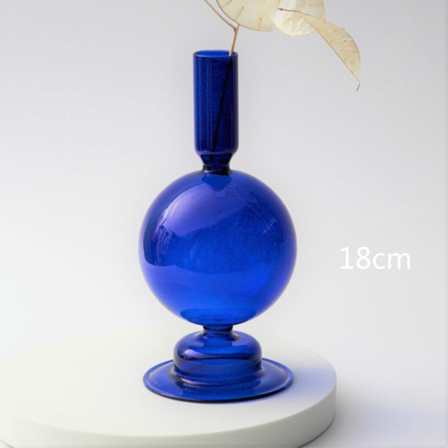 Modern Glass Candleholder-Blue