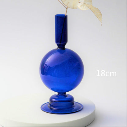 Modern Glass Candleholder-Blue