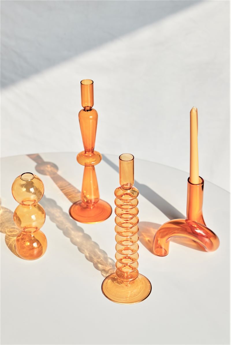 Modern Glass Candleholder-Orange