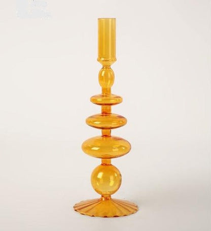 Modern Glass Candleholder-Orange