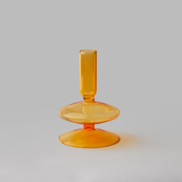 Modern Glass Candleholder-Orange