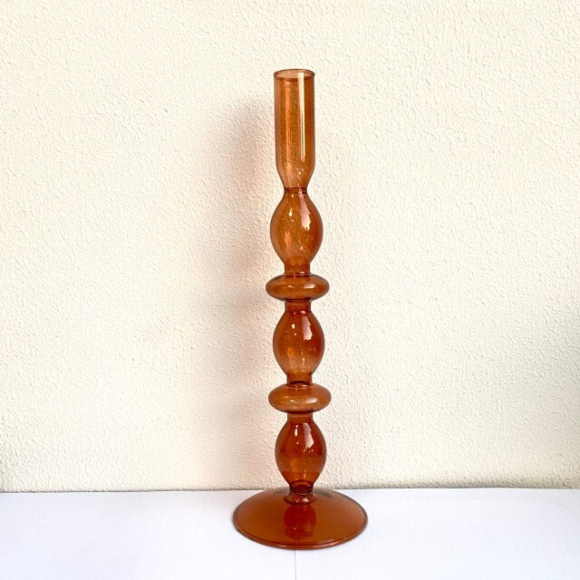 Modern Glass Candleholder-Brown