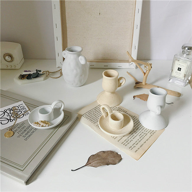 Ceramic Curvy Candleholder with Handle - view 2