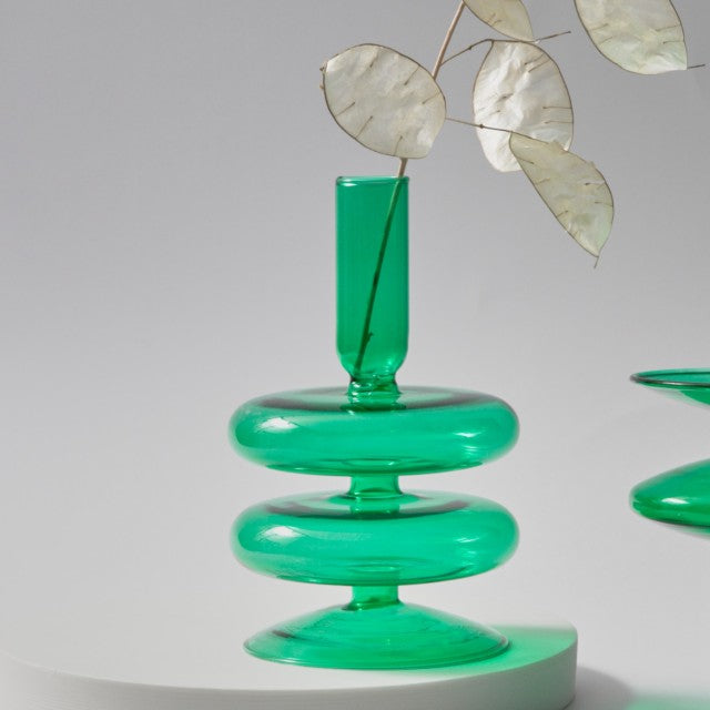 Modern Glass Candleholder-Green