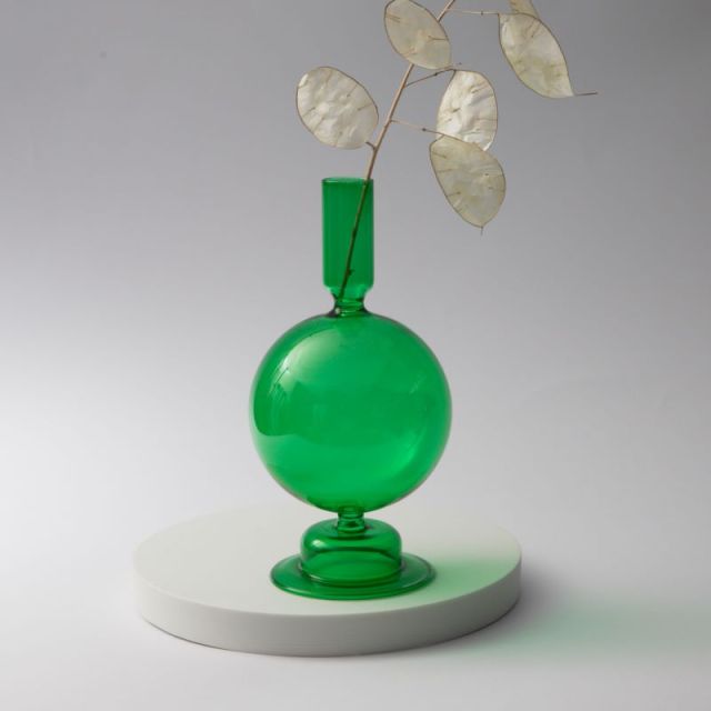 Modern Glass Candleholder-Green