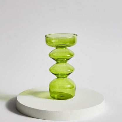 Modern Glass Candleholder-Lime