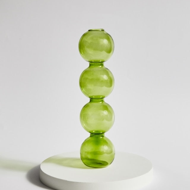 Modern Glass Candleholder-Lime