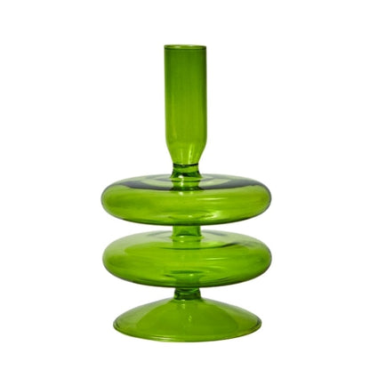 Modern Glass Candleholder-Lime