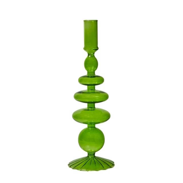 Modern Glass Candleholder-Lime