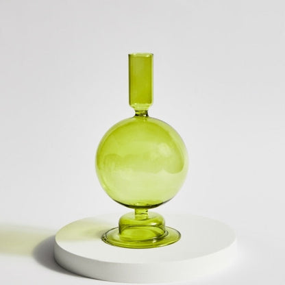 Modern Glass Candleholder-Lime