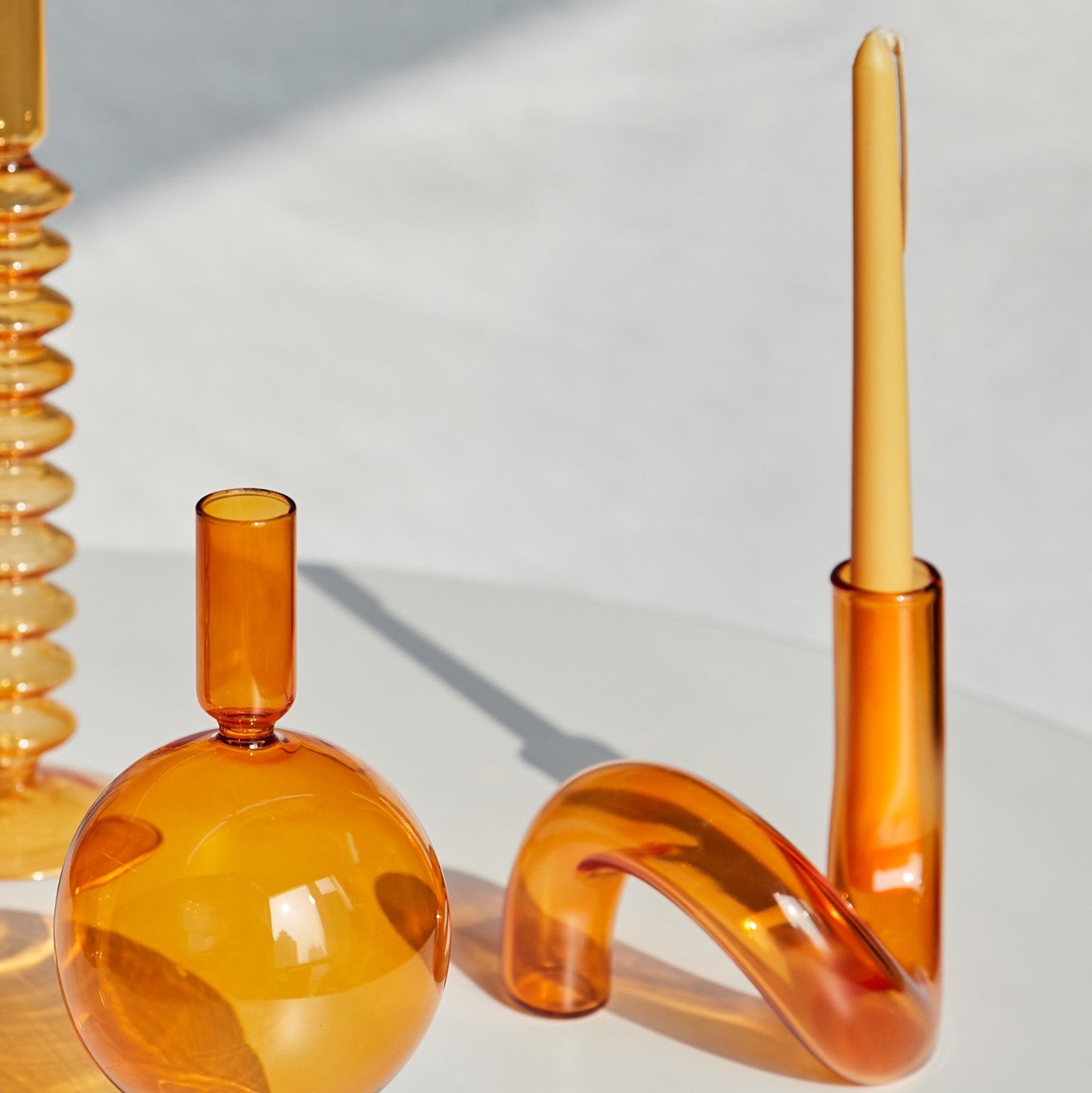 Modern Glass Candleholder-Orange