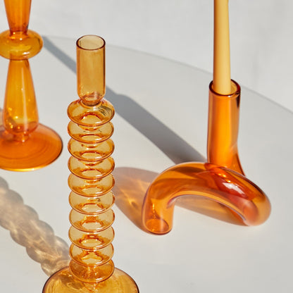 Modern Glass Candleholder-Orange