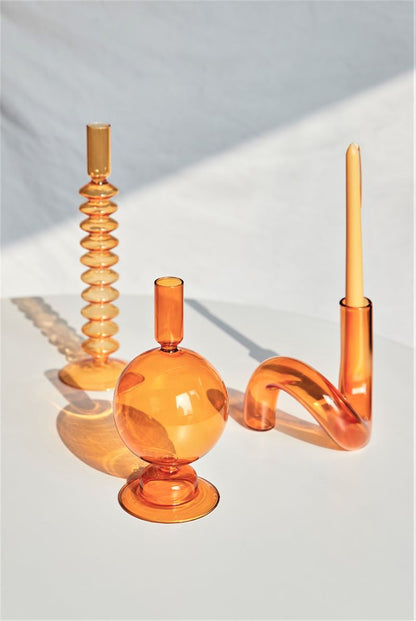 Modern Glass Candleholder-Orange