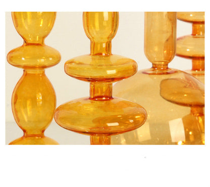 Modern Glass Candleholder-Orange