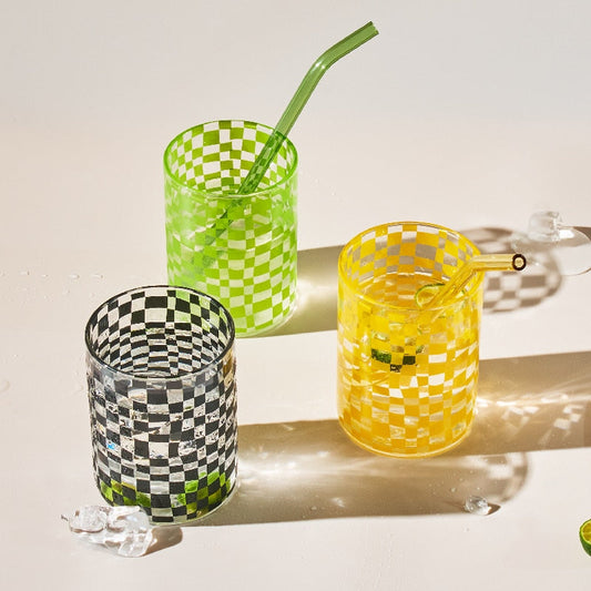 Checkerboard Glass Cup