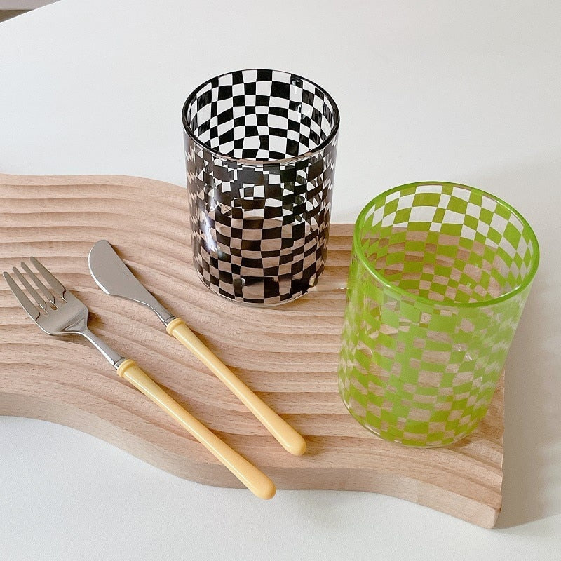 Checkerboard Glass Cup