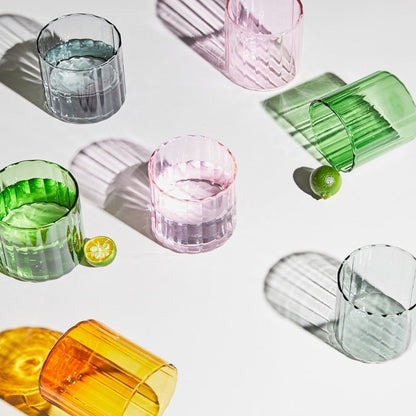 Striped Glass Cups - 6 Colours