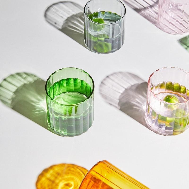 Striped Glass Cups - 6 Colours