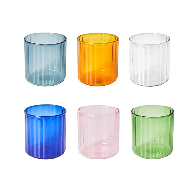 Striped Glass Cups - 6 Colours