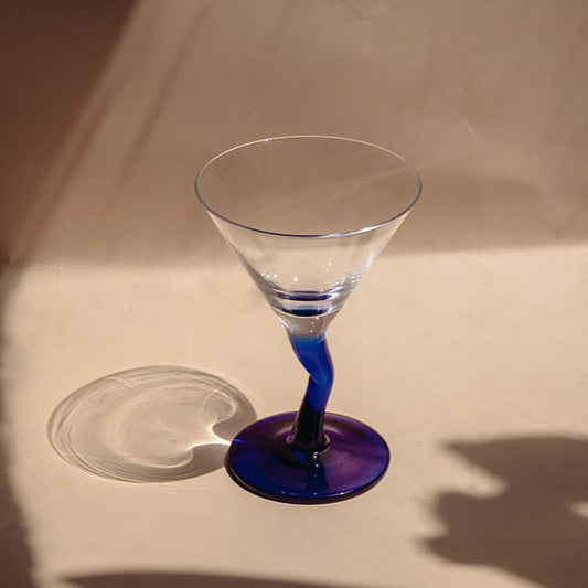 Glass with Twisted Blue Handle