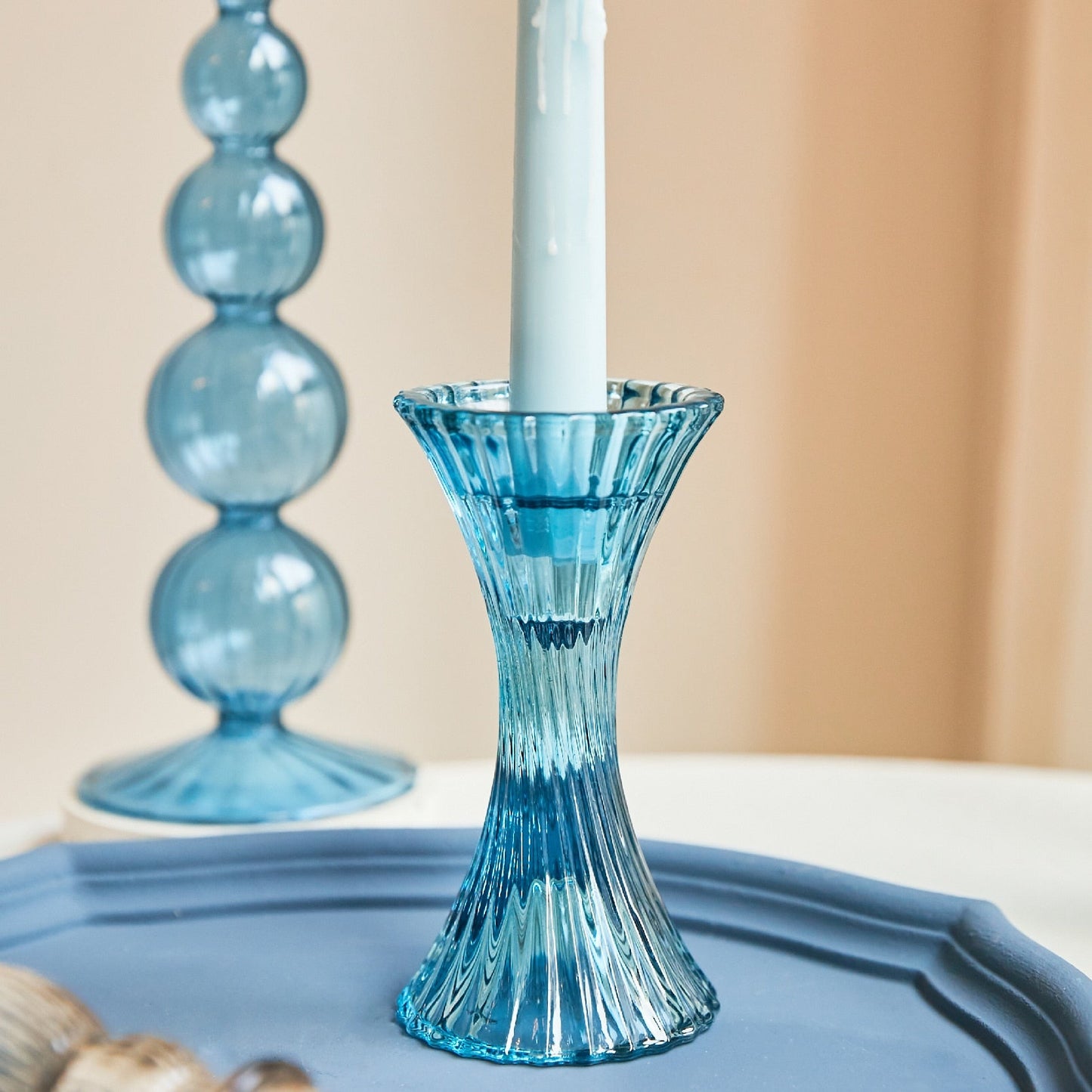 Colourful Vintage Style Glass Candleholder