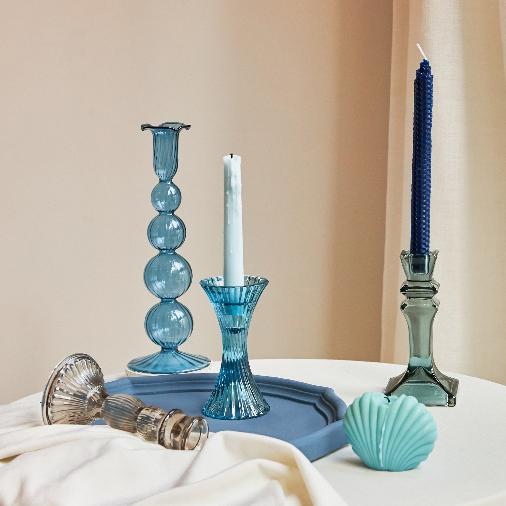 Colourful Vintage Style Glass Candleholder
