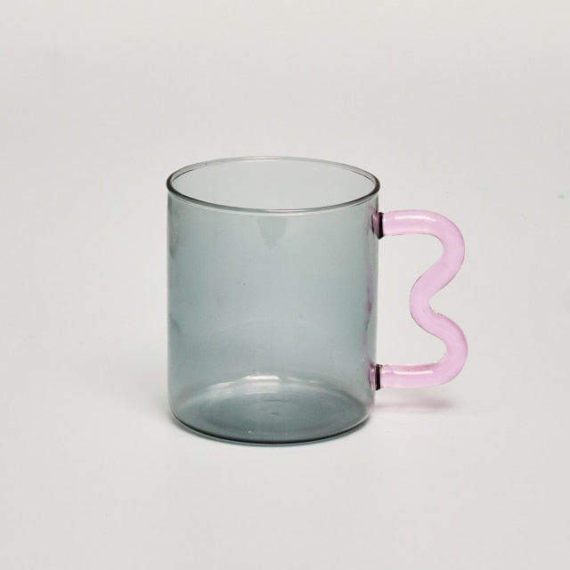 Wavy Handled Glass Mug