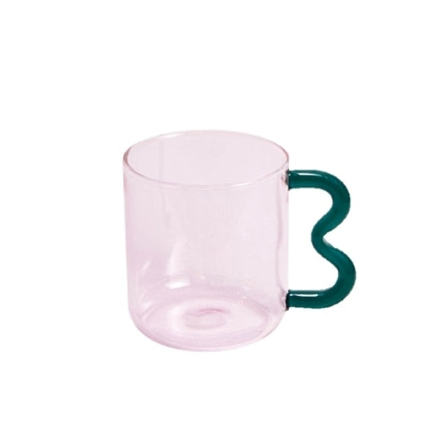 Wavy Handled Glass Mug