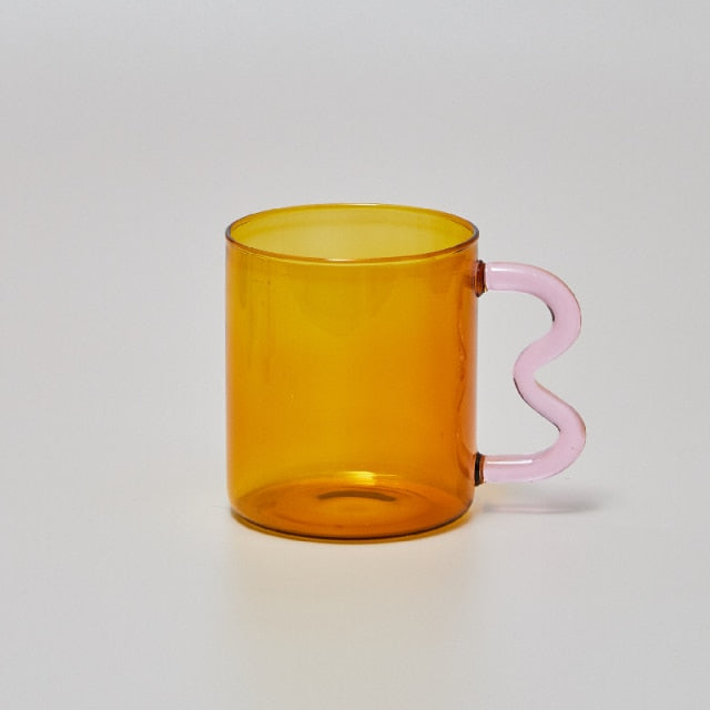 Wavy Handled Glass Mug