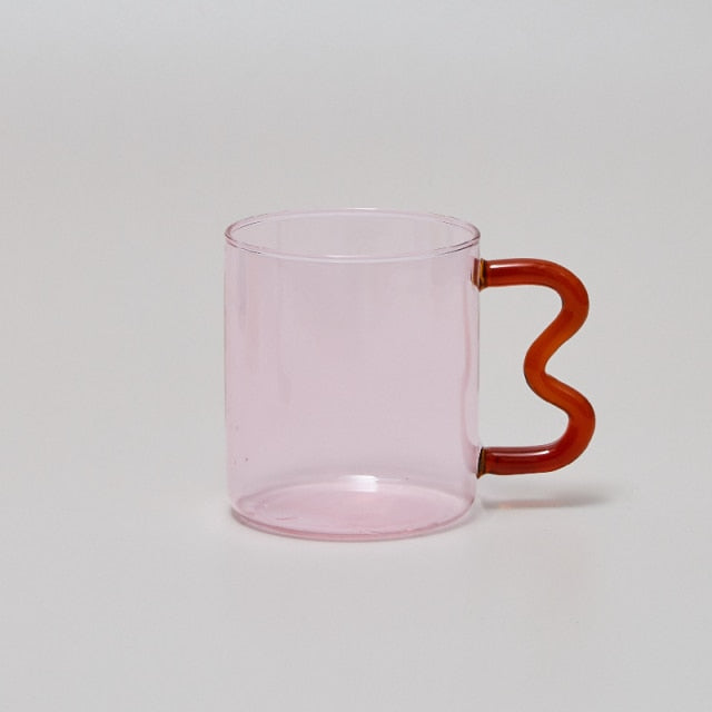 Wavy Handled Glass Mug