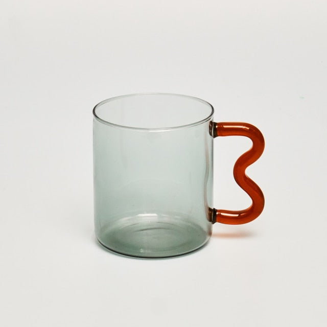 Wavy Handled Glass Mug