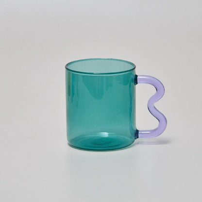 Wavy Handled Glass Mug