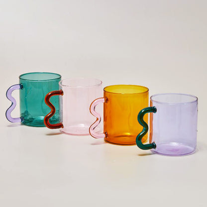 Wavy Handled Glass Mug