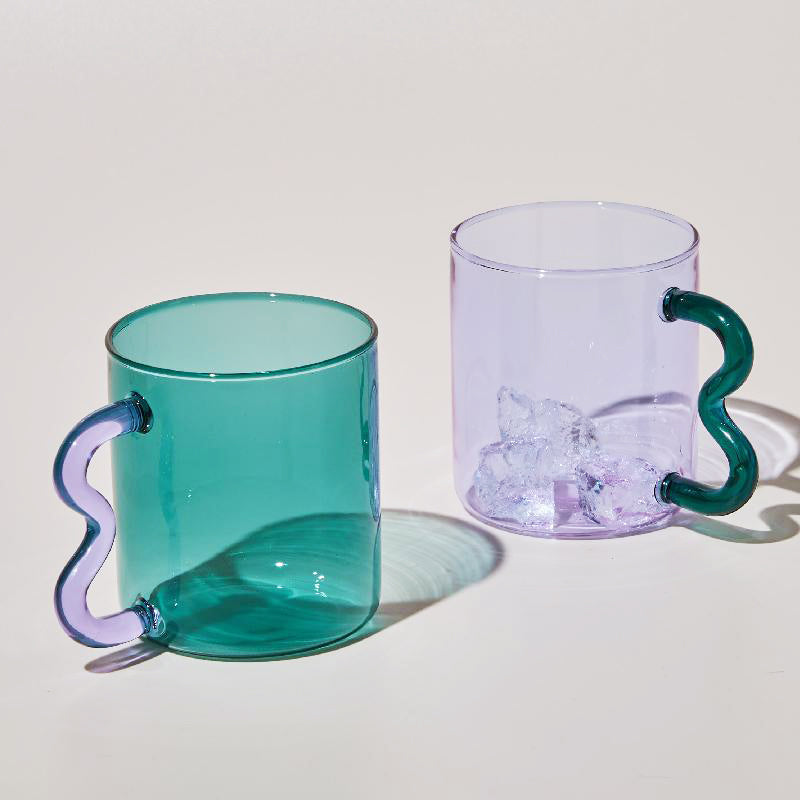 Wavy Handled Glass Mug