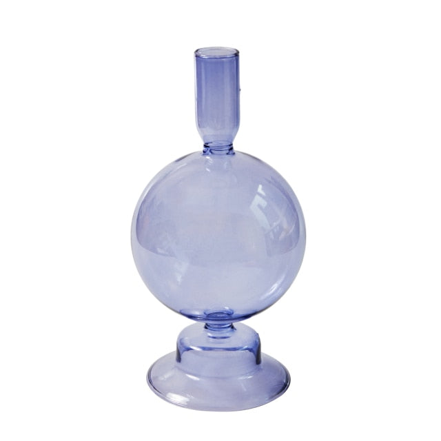 Modern Glass Candleholder-Ocean Blue