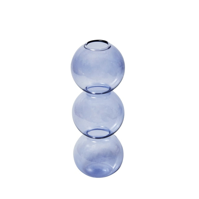 Modern Glass Candleholder-Ocean Blue