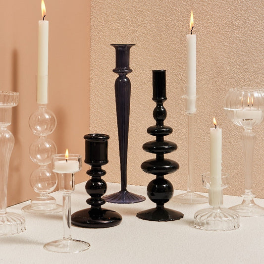 Modern Glass Candleholders - Transparent