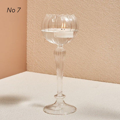 Modern Glass Candleholders - Transparent